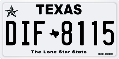 TX license plate DIF8115