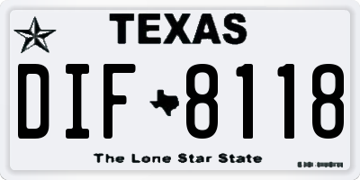 TX license plate DIF8118
