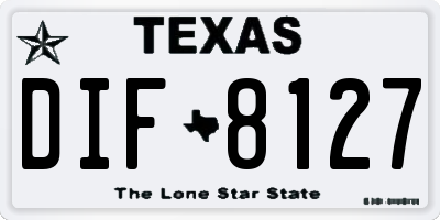 TX license plate DIF8127