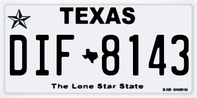TX license plate DIF8143