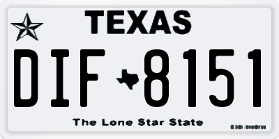 TX license plate DIF8151