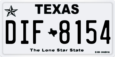 TX license plate DIF8154