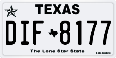 TX license plate DIF8177