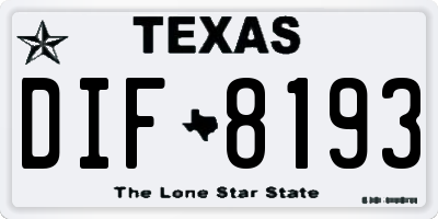 TX license plate DIF8193