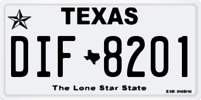 TX license plate DIF8201