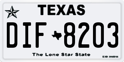 TX license plate DIF8203