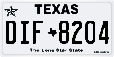 TX license plate DIF8204