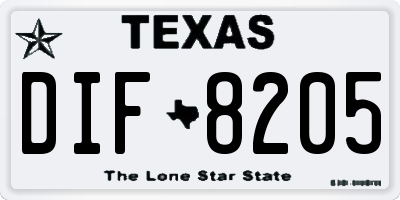 TX license plate DIF8205