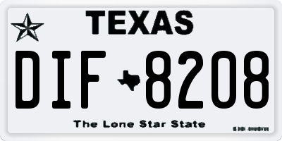 TX license plate DIF8208