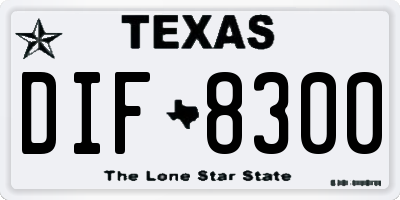 TX license plate DIF8300