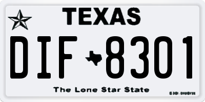 TX license plate DIF8301