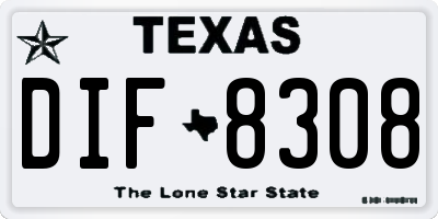 TX license plate DIF8308