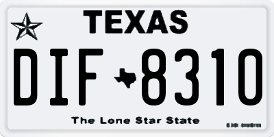 TX license plate DIF8310