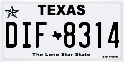 TX license plate DIF8314