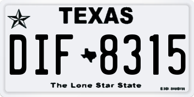 TX license plate DIF8315