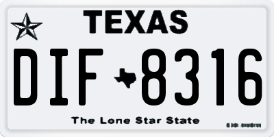 TX license plate DIF8316