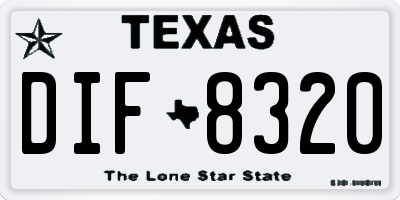 TX license plate DIF8320