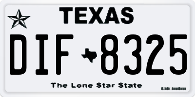 TX license plate DIF8325