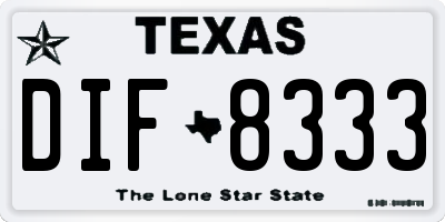 TX license plate DIF8333