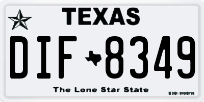 TX license plate DIF8349
