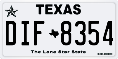 TX license plate DIF8354