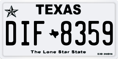 TX license plate DIF8359
