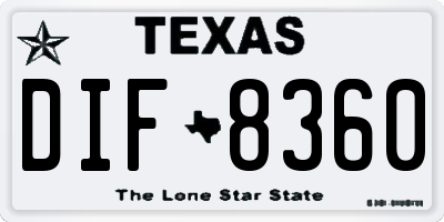 TX license plate DIF8360