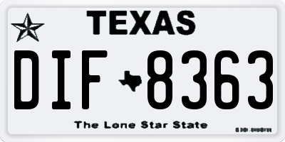 TX license plate DIF8363