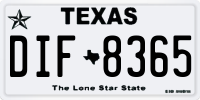 TX license plate DIF8365