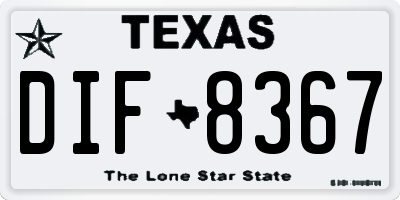 TX license plate DIF8367