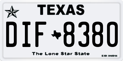 TX license plate DIF8380
