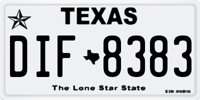 TX license plate DIF8383