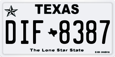 TX license plate DIF8387