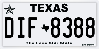 TX license plate DIF8388