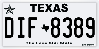 TX license plate DIF8389
