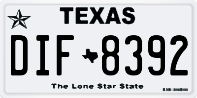 TX license plate DIF8392