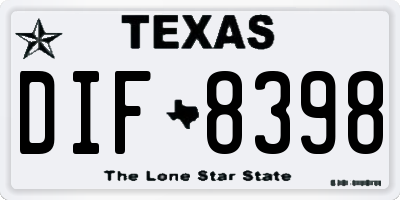 TX license plate DIF8398