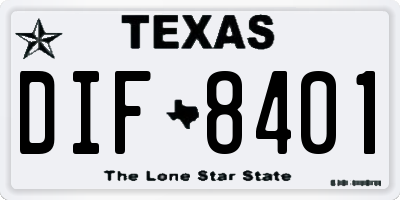 TX license plate DIF8401