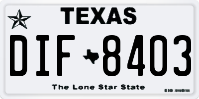 TX license plate DIF8403