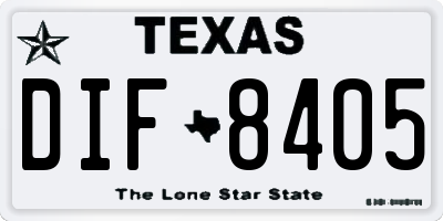 TX license plate DIF8405