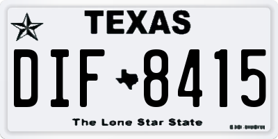 TX license plate DIF8415