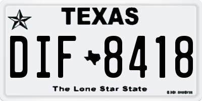 TX license plate DIF8418