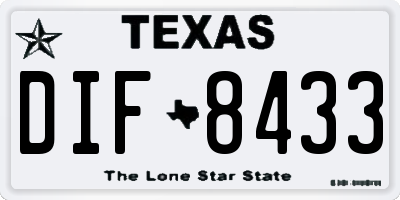 TX license plate DIF8433