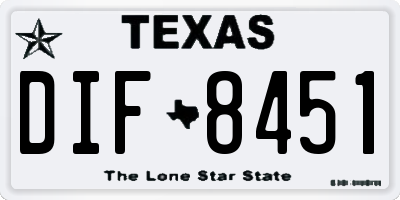 TX license plate DIF8451