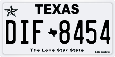 TX license plate DIF8454