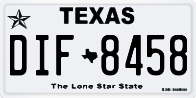 TX license plate DIF8458