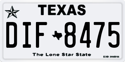 TX license plate DIF8475