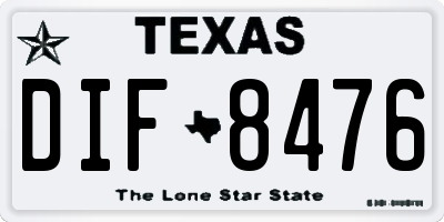 TX license plate DIF8476