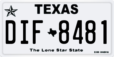 TX license plate DIF8481