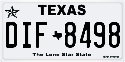 TX license plate DIF8498